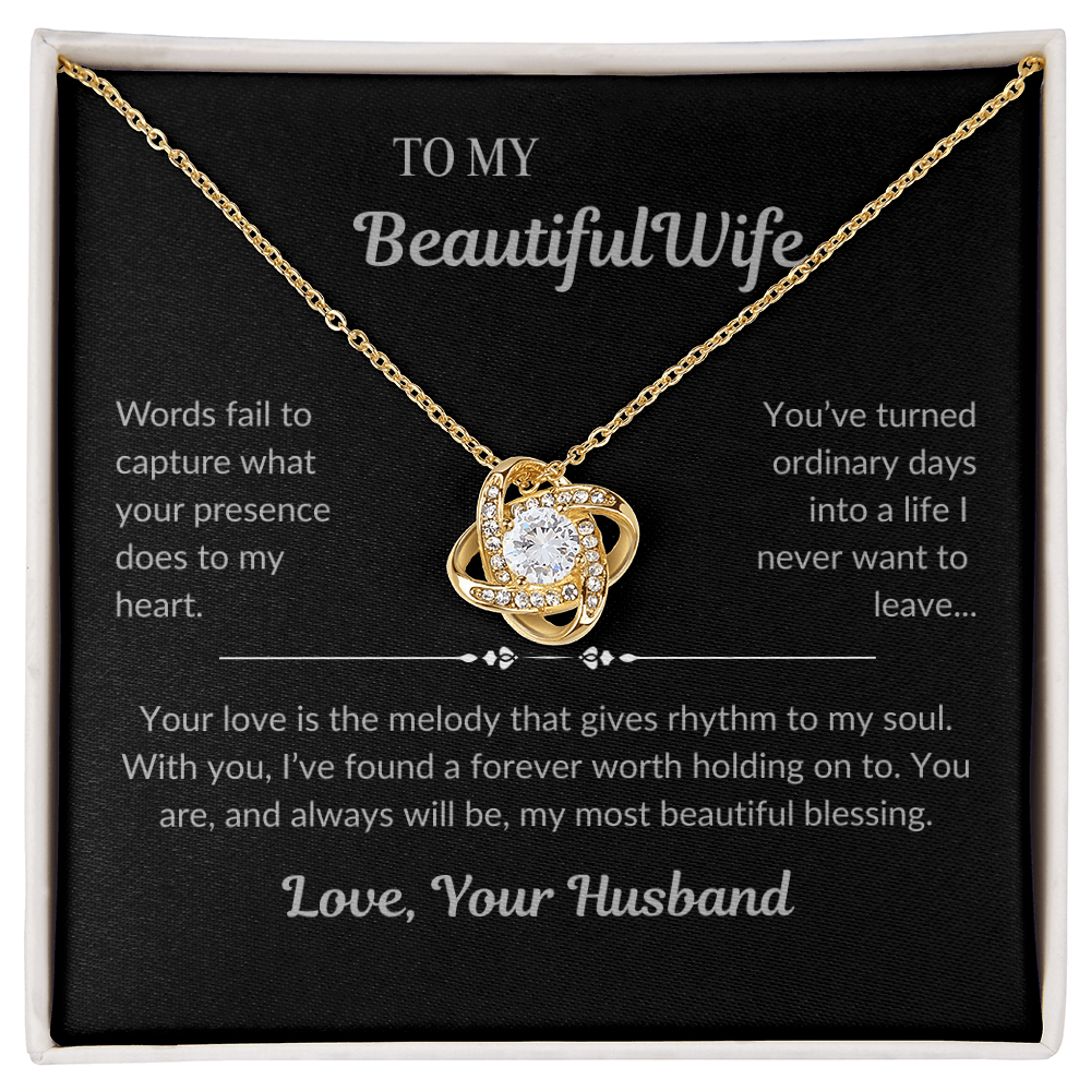 To My Beautiful Wife - Love Knot Necklace