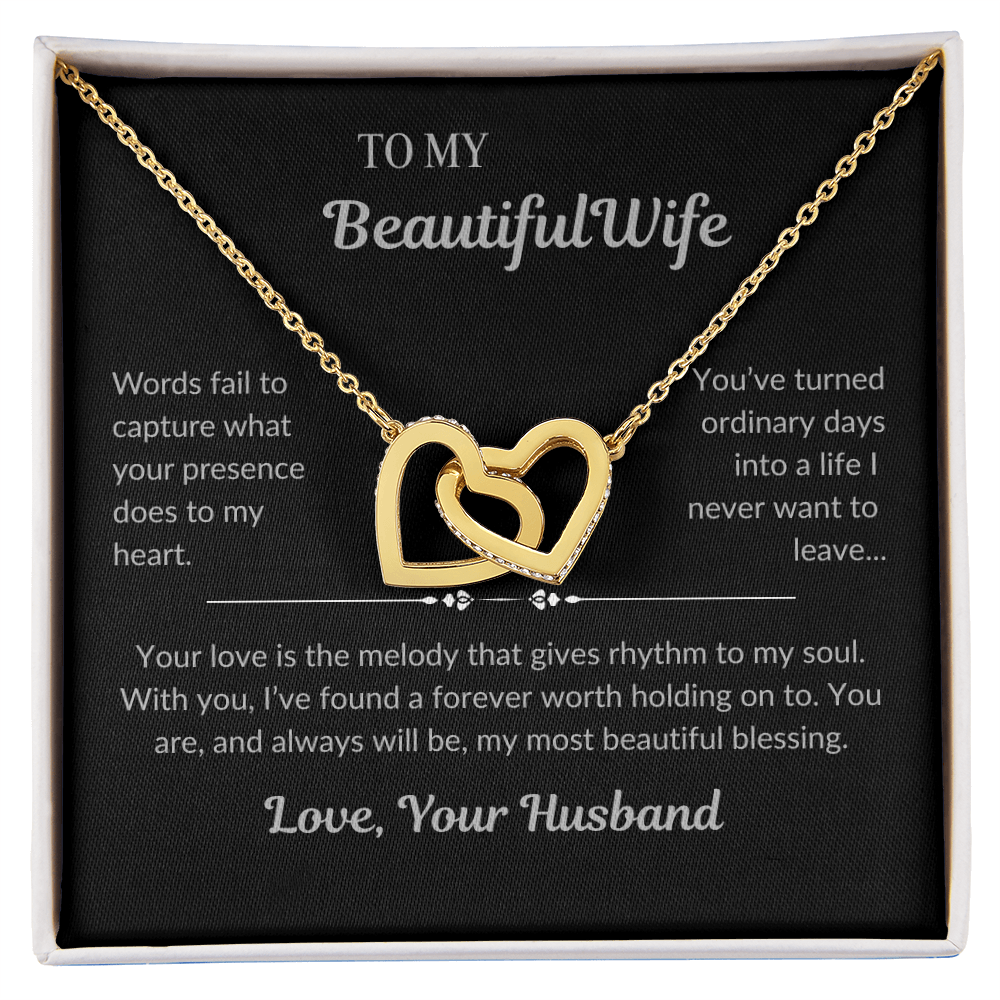 To My Beautiful Wife - Interlocking Hearts Necklace