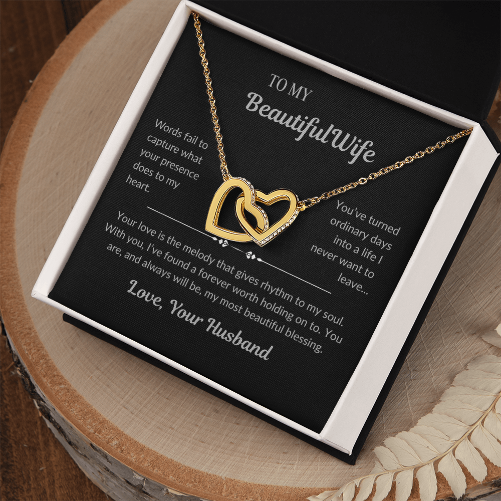 To My Beautiful Wife - Interlocking Hearts Necklace