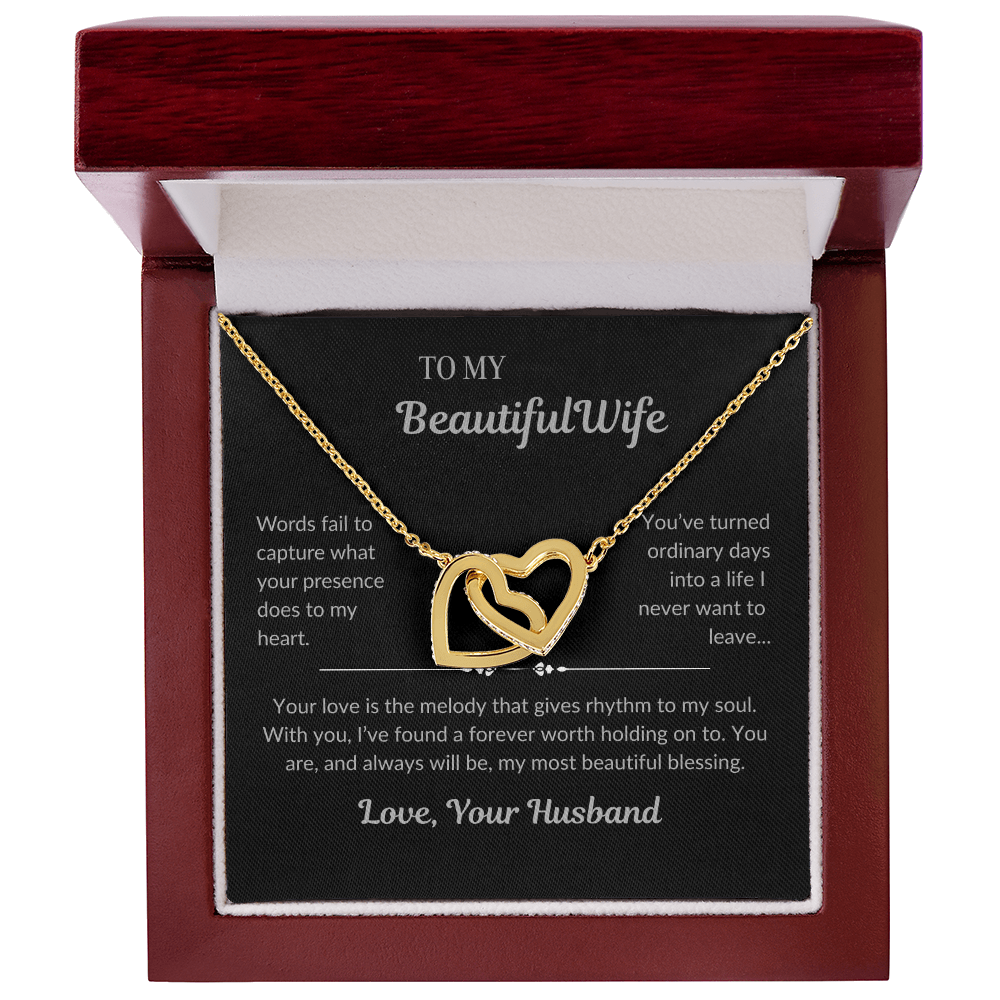 To My Beautiful Wife - Interlocking Hearts Necklace