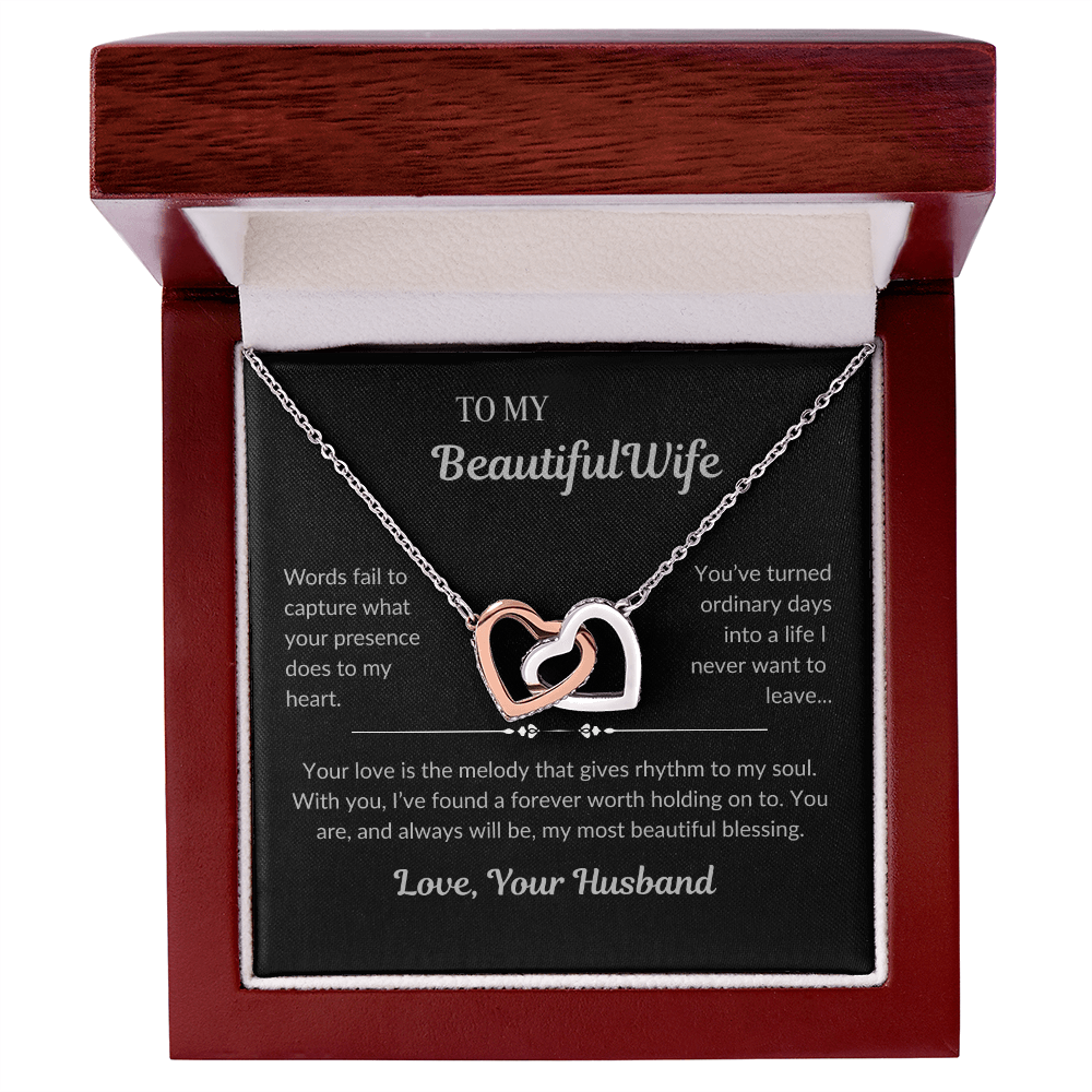 To My Beautiful Wife - Interlocking Hearts Necklace